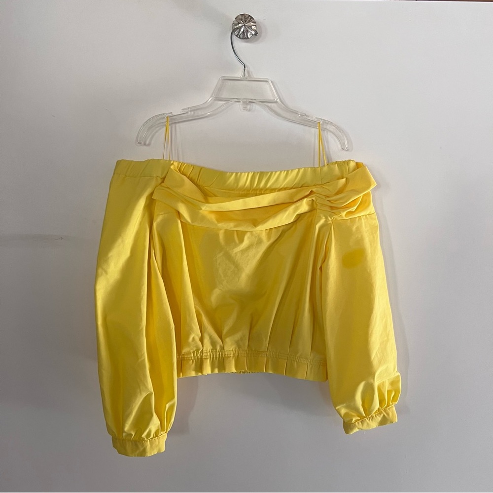 ZARA BASIC COLLECTION OFF SHOULDER Yellow Crop Top Medium